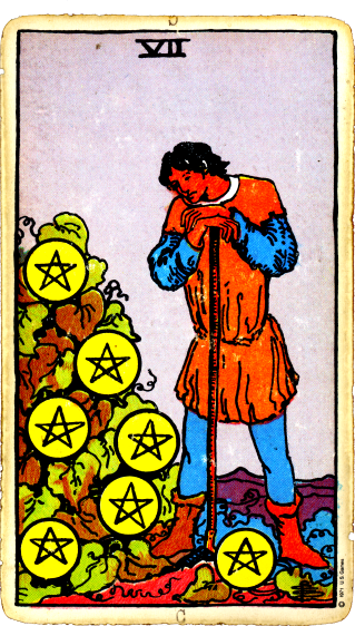 Tarot card of the Seven of Pentacles